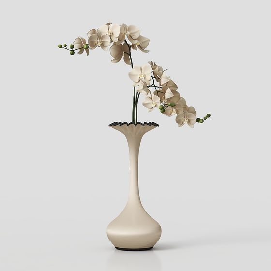 Elegant Orchid Vase 3D model