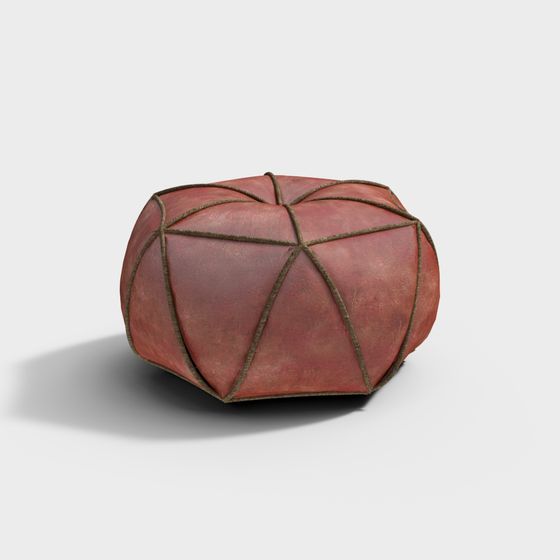 Vintage Leather Pouf 3D model