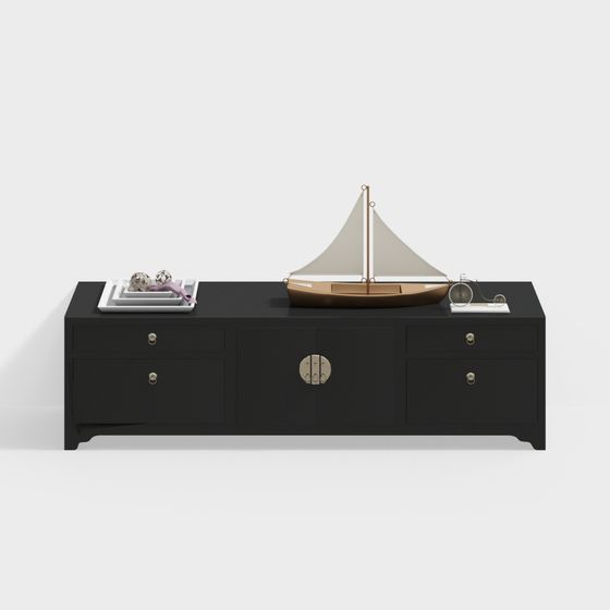 Simple Black Cabinet 3D model