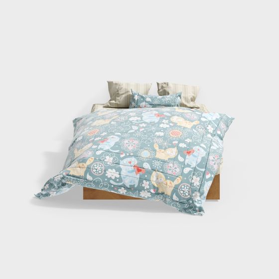 Charming Low-Poly Bed 3D Model for Dreamy Spaces