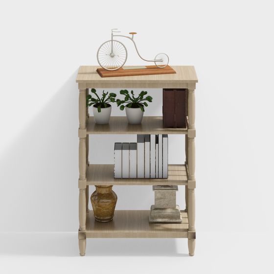 Stylish Low-Polygon Bookshelf 3D model for Interiors