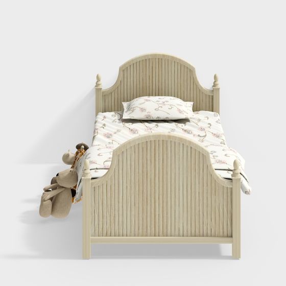 Charming Low-Poly Kids Bed 3D model