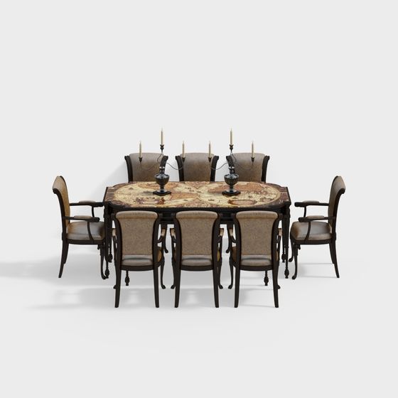 Antique Dining Set 3D model