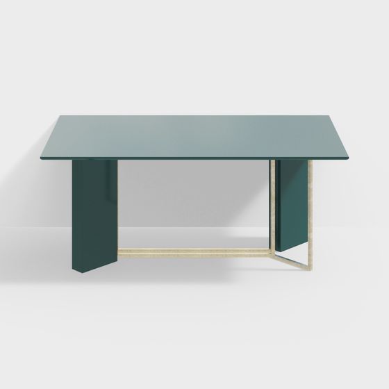 Elegant Green-Gold Table 3D model for Contemporary Spaces
