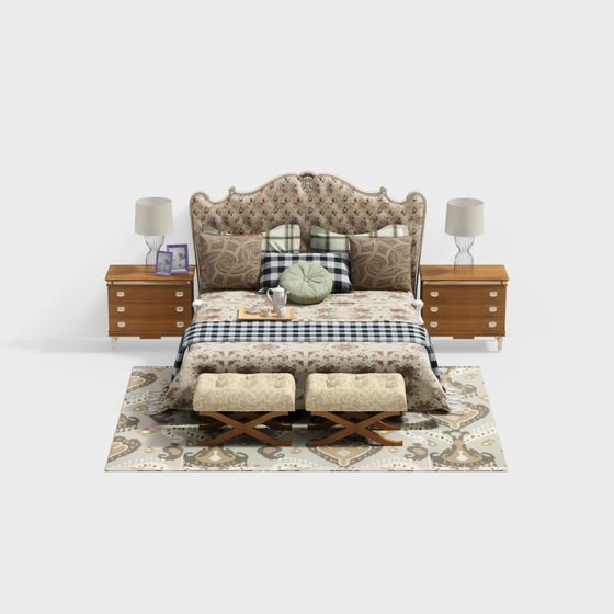 Elegant Vintage Bed 3D Model for Inspiring Interiors