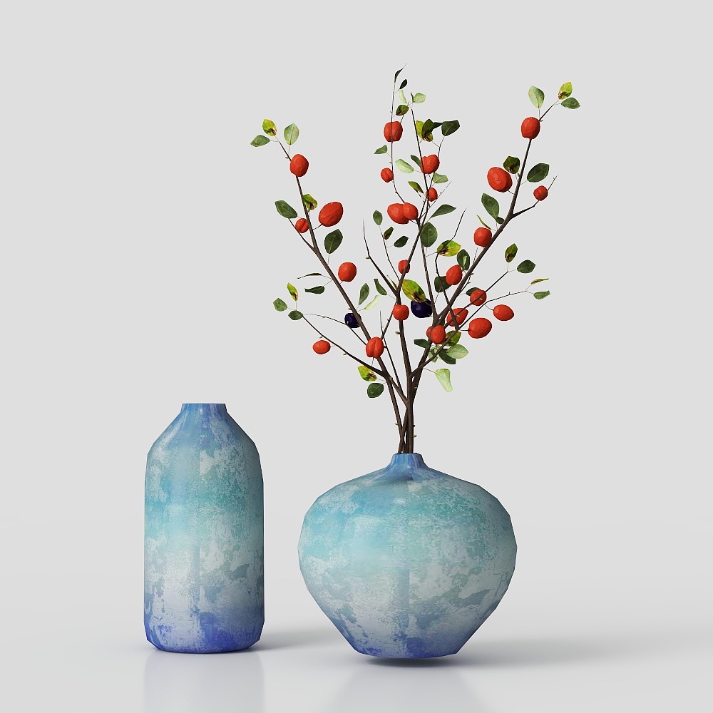 Elegant Blue Gradient Vase 3D Model – Low-Poly Artistic Decor