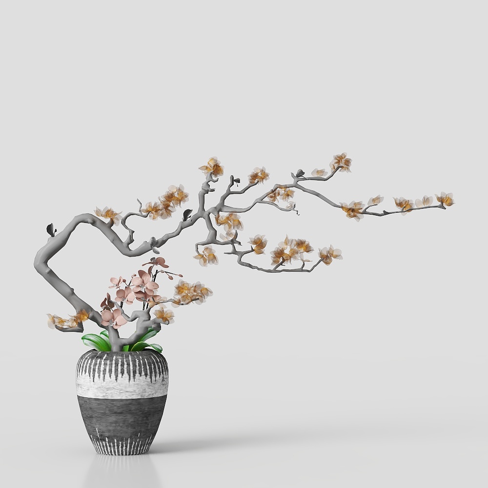 新しい中華風花瓶 - 三人の唐