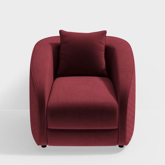 Luxurious Red Velvet Armchair 3D model