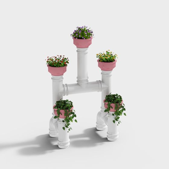 Creative Pipe Flower Rack 3D model