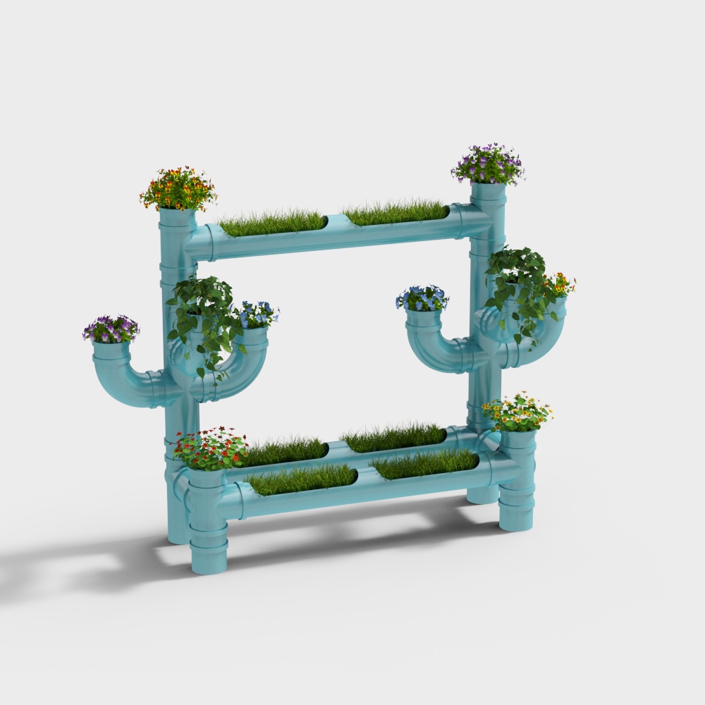 ชั้นเก็บดอกไม้สไตล์ท่อสีฟ้า