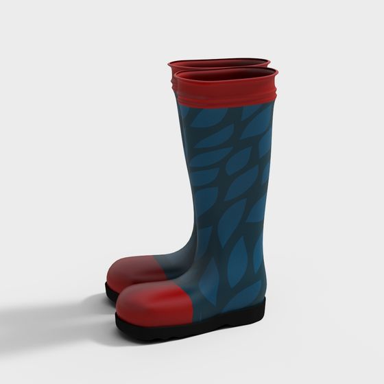 Vibrant Red Rain Boots 3D model