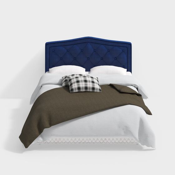 Chic Low-Poly Bed 3D Model for Modern Interiors