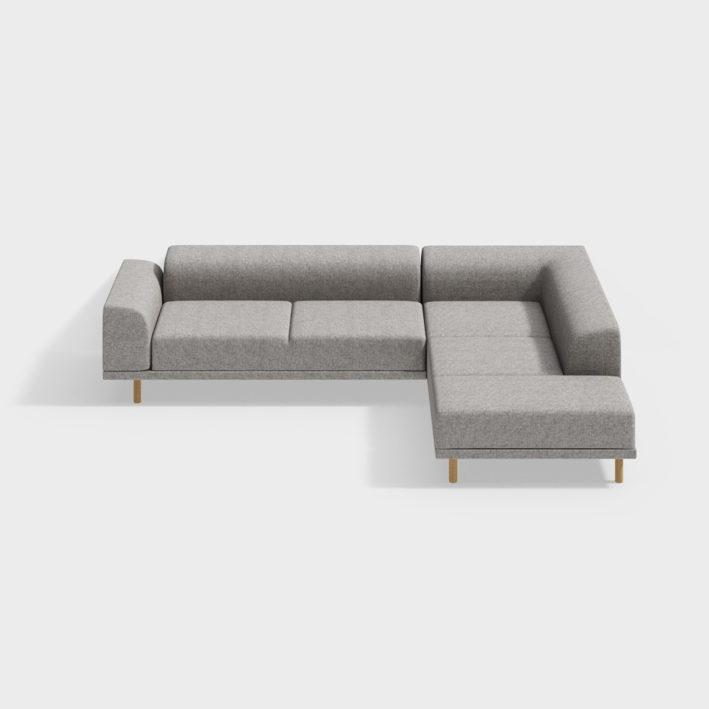 Minimalist living room with multi person sofa