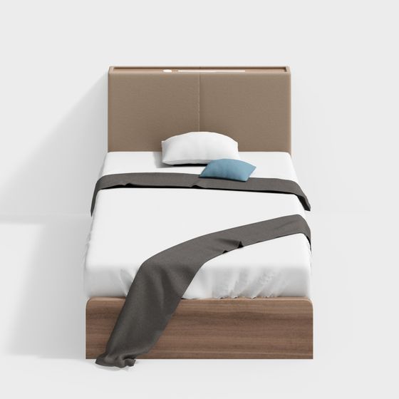 Elegant Low-Poly Bed 3D model for Modern Design