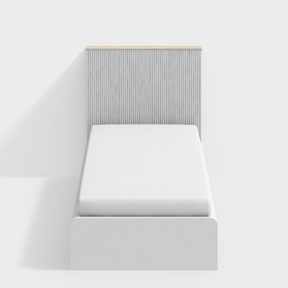 White Modern Dormitory Single Bed 3D Model