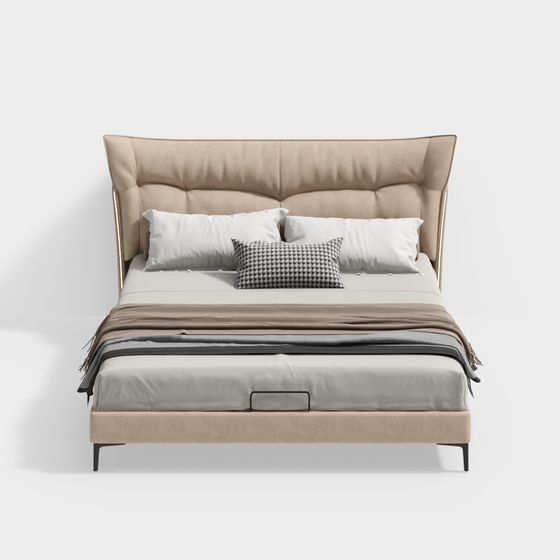 Elegant Low-Poly Bed 3D model for Modern Interiors