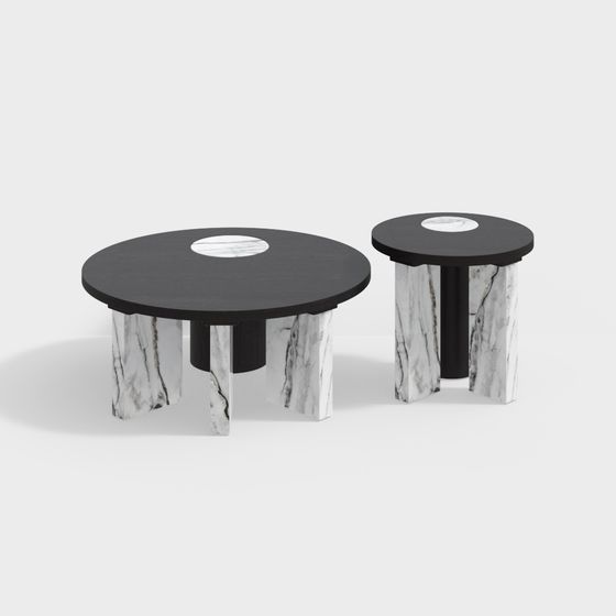 Stylish Marble Round Table 3D model for Modern Interiors