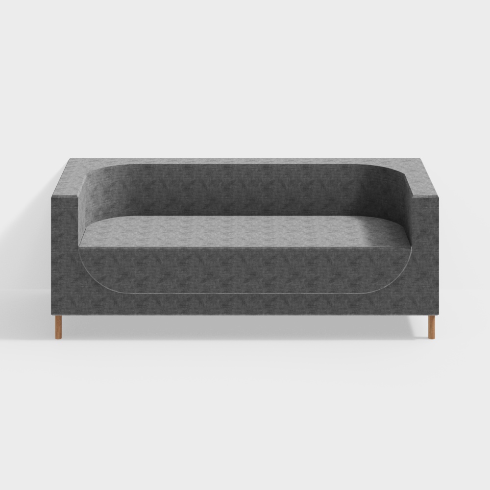 Grey linen triple sofa