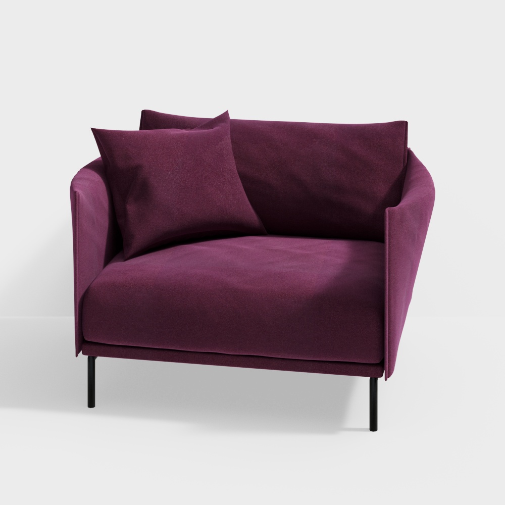 Stylish Low-Poly Velvet Sofa – Purple Velvet 3D Model