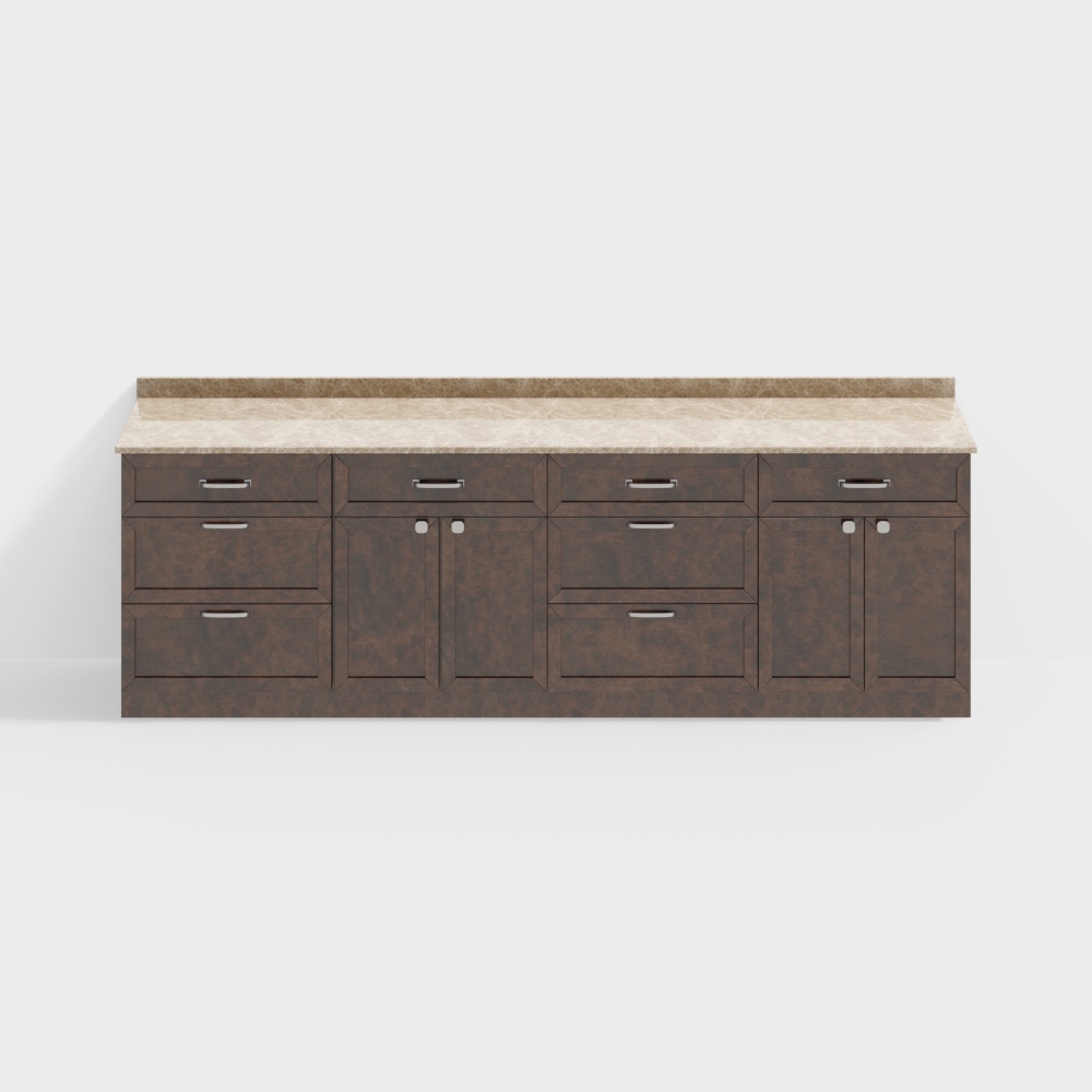 Elegant Bathroom Cabinet 3D Model – Modern Wood Design