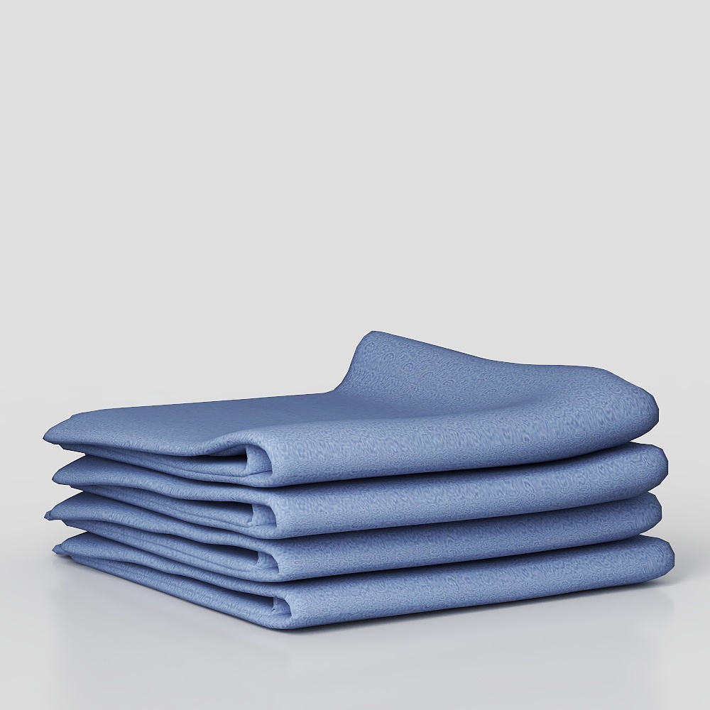 Stacked Towel 3D Model – Light Blue Fabric Detail
