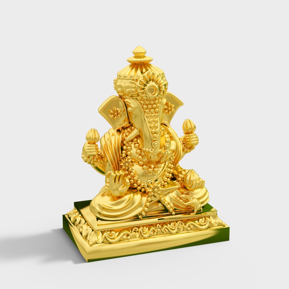 Ganesha Gold Statue 3D model