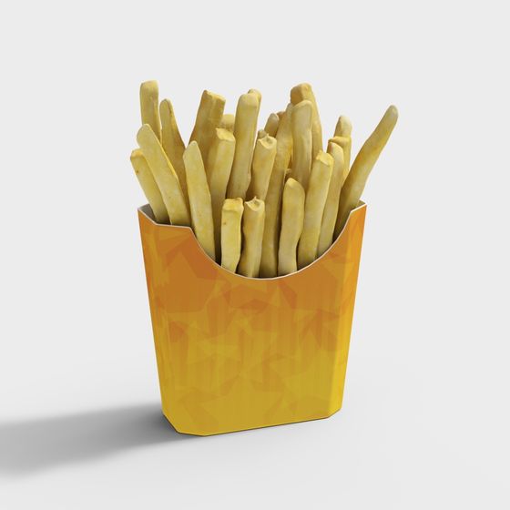 Crispy Golden French Fry Bucket 3D model