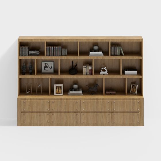 Stylish Low-Polygon Bookshelf 3D Model for Modern Spaces