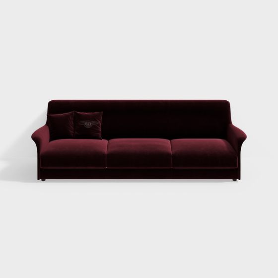 Stylish Low-Polygon Sofa 3D Model in Deep Red
