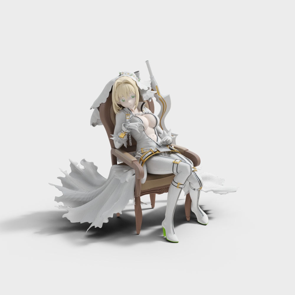 Elegant Low-Poly Princess 3D model