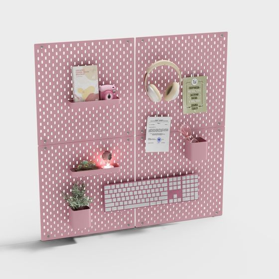 Pink Perforated Wall Organizer 3D model
