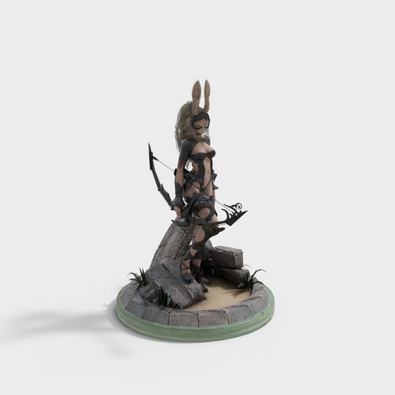 Archer Bunny Girl Low-Poly 3D model