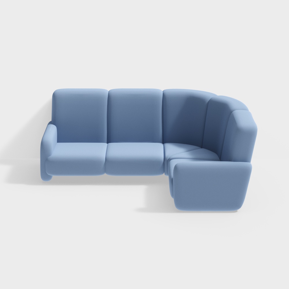 Sofa đa người góc bằng vải lanh màu xanh