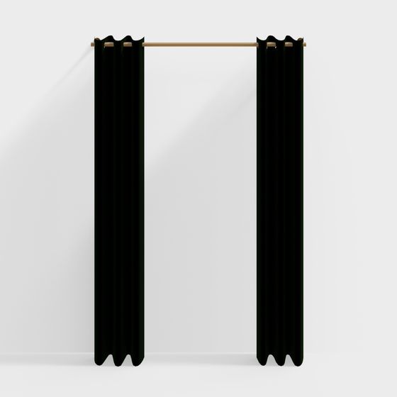 Elegant Black Curtain 3D model for Interior Design