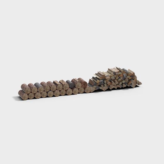 Realistic Low-Polygon Log Pile 3D model