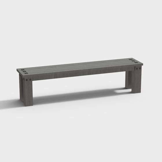Minimalist Low-Polygon Bench 3D model