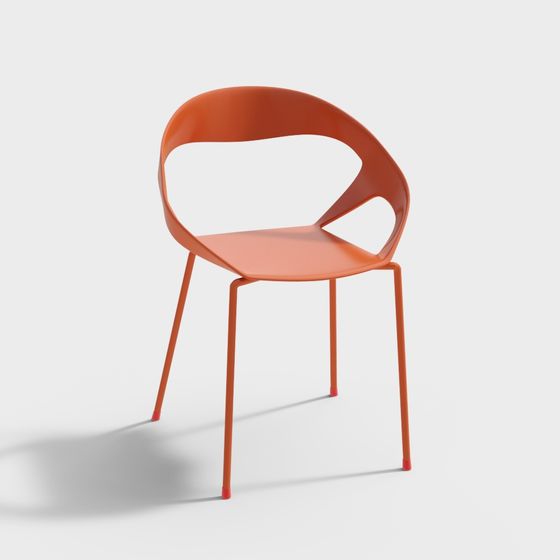 Unique Curved Orange Chair 3D model