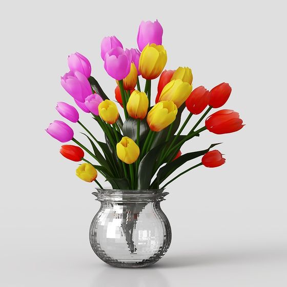 Vibrant Tulip Bouquet 3D model