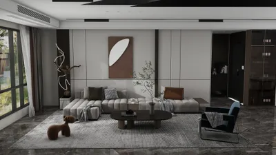 Modern Minimalist Gray Living Room