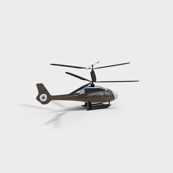 Futuristic Low-Poly Helicopter 3D Model
