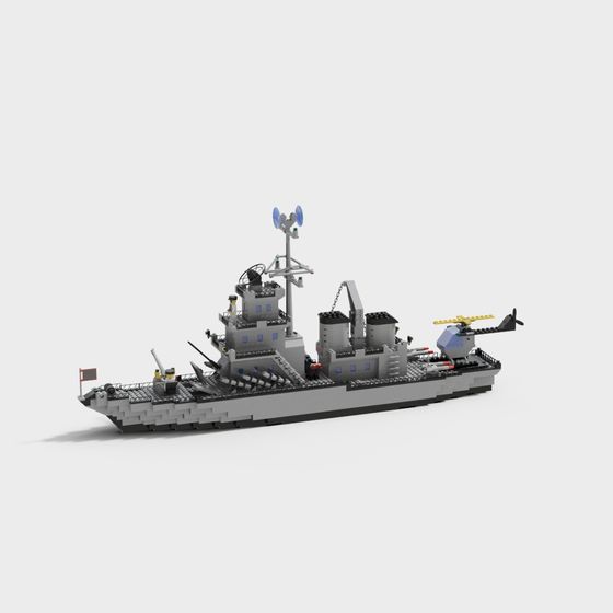 Stylish Low-Poly Warship 3D model for Creative Projects