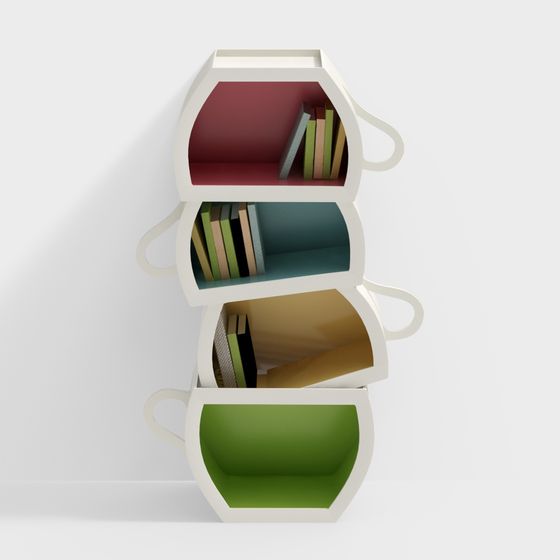 Vibrant Cup-shaped Bookshelf 3D Model for Modern Spaces