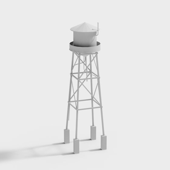 Minimalist Industrial Water Tower 3D model