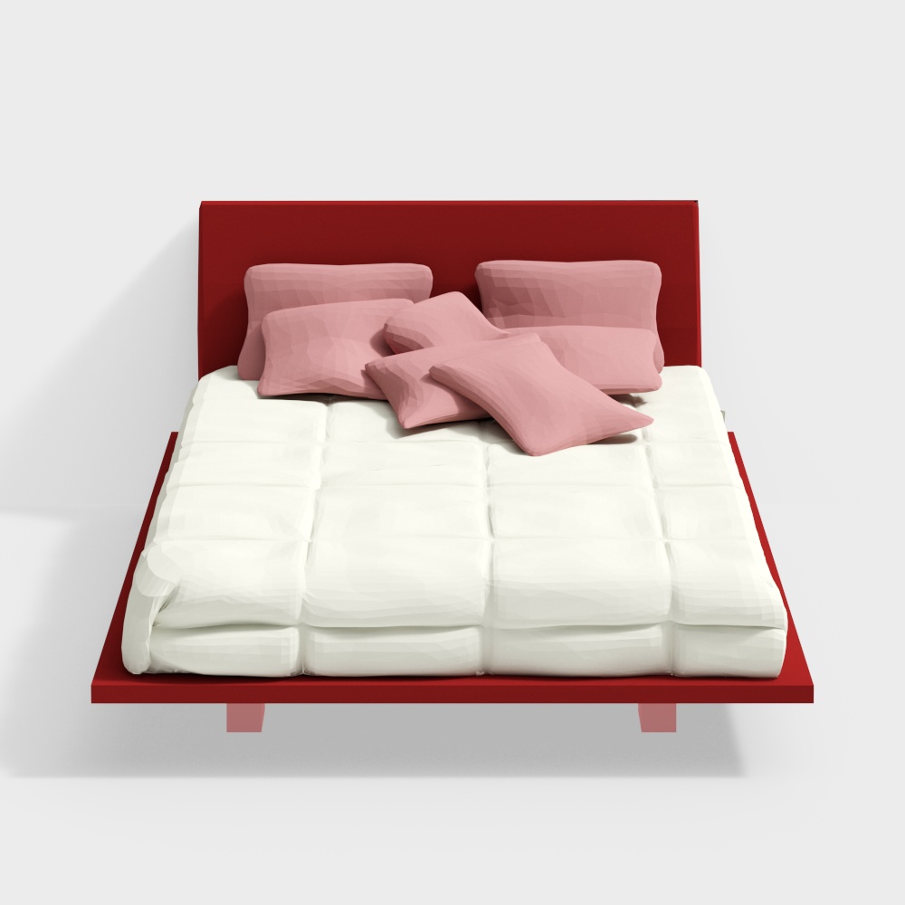 Stylish Low-Poly 3D Bed Model – Modern Interior Design