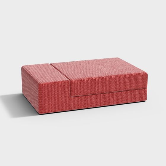 Stylish Red Textured Ottoman 3D model for Modern Interiors