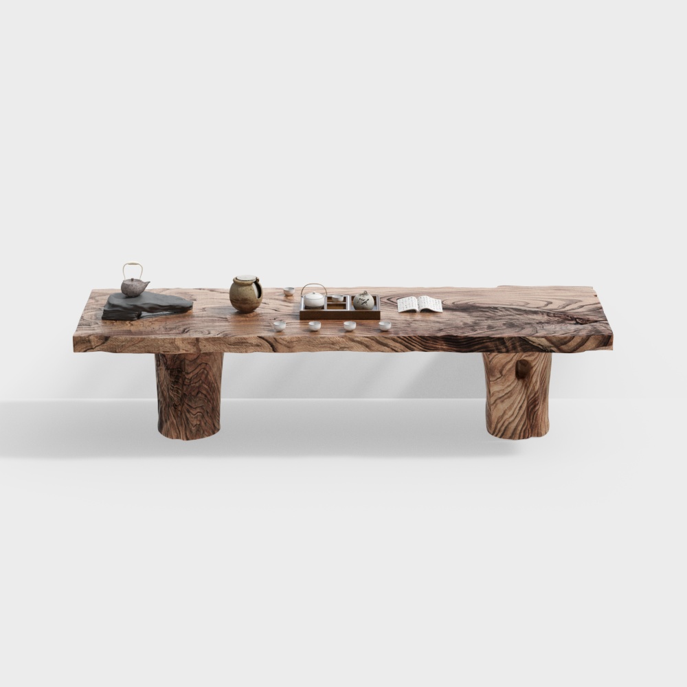 Table à thé en bois massif marron