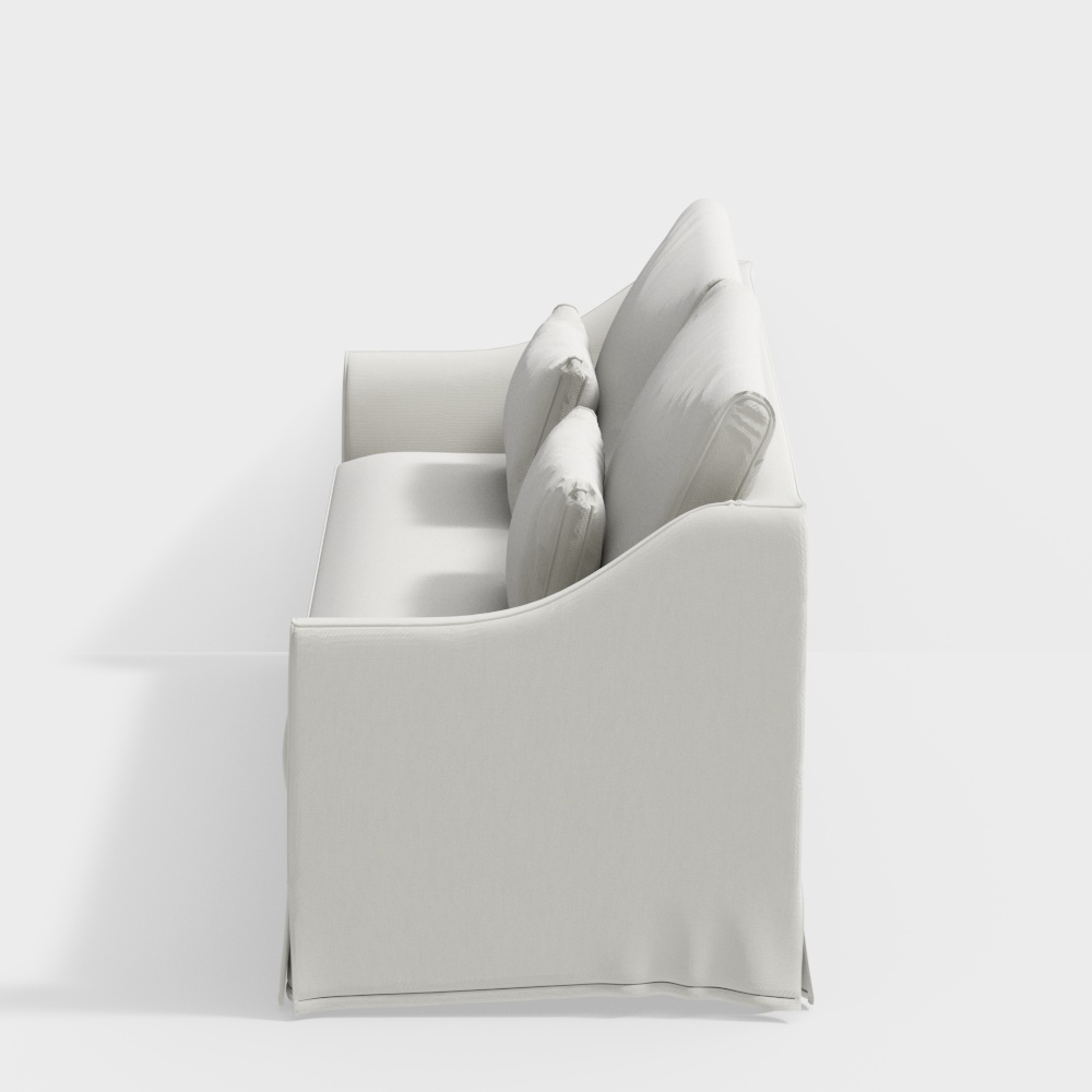 Sofá doble con cubierta de tela blanca