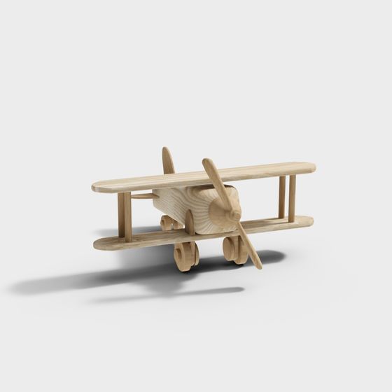 Retro Biplane 3D model for Design and Games