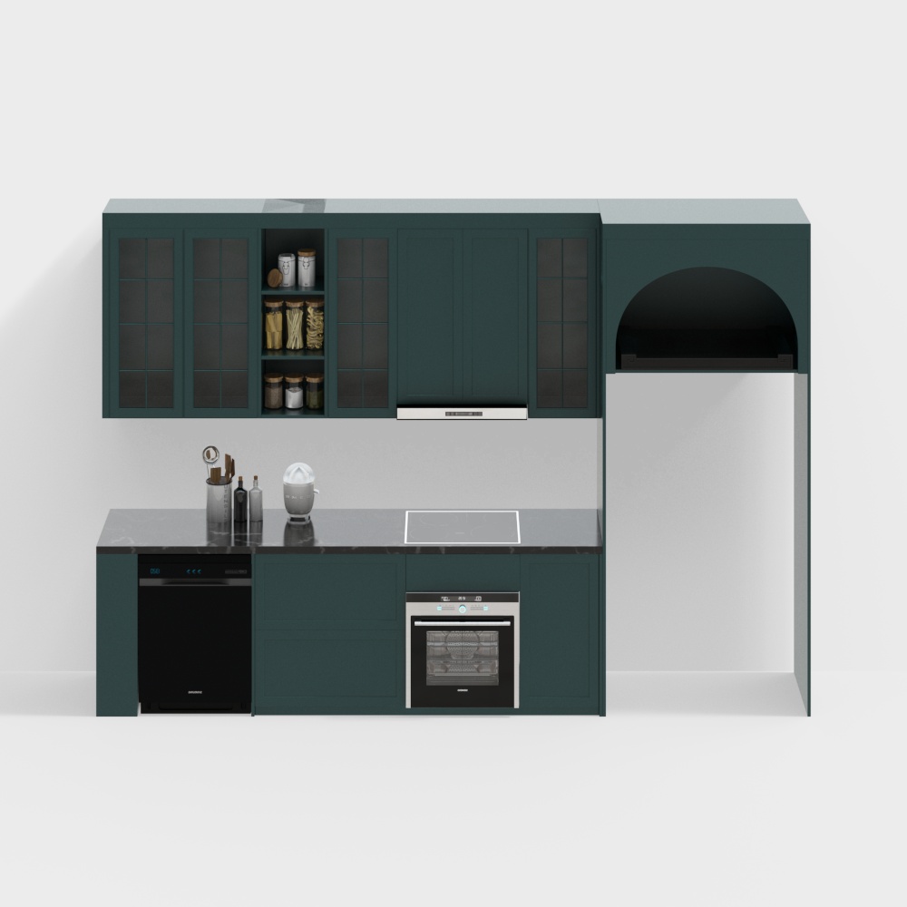 Green modern kitchen cabinets