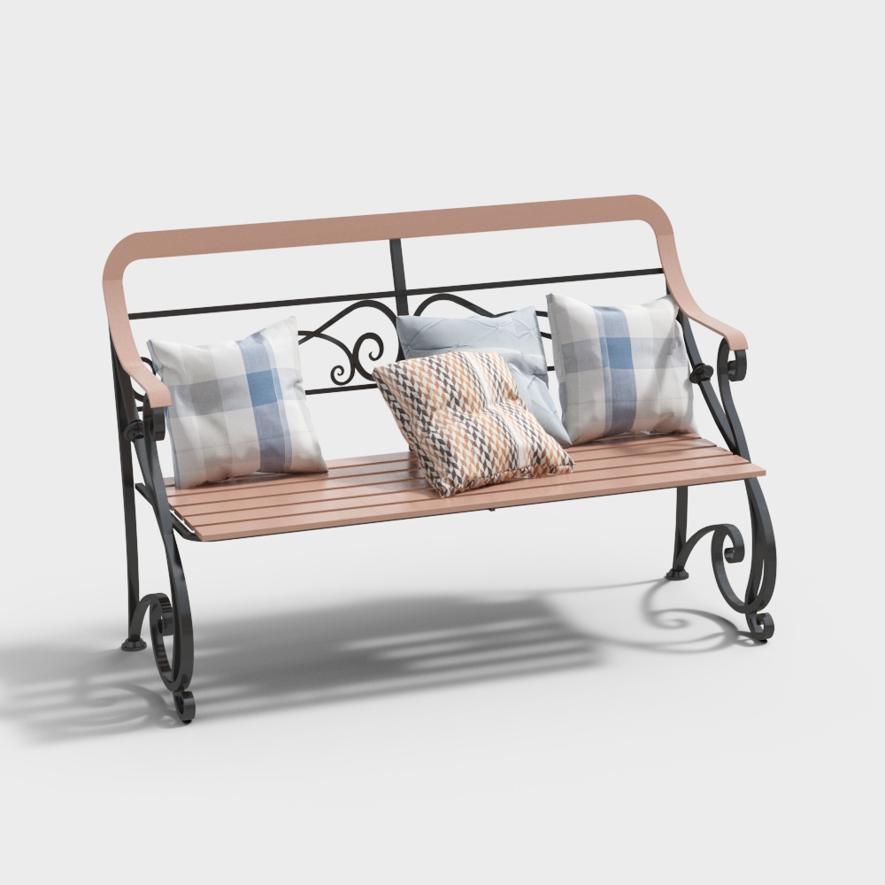 Garden bench with iron frame